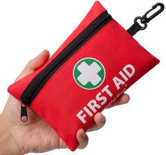 General Medi Mini First Aid Kit with 110 pieces showing comprehensive contents for quick care.