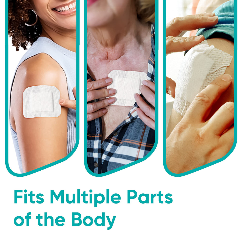 General Medi gauze pad absorbs exudate with a soft, highly absorbent center.