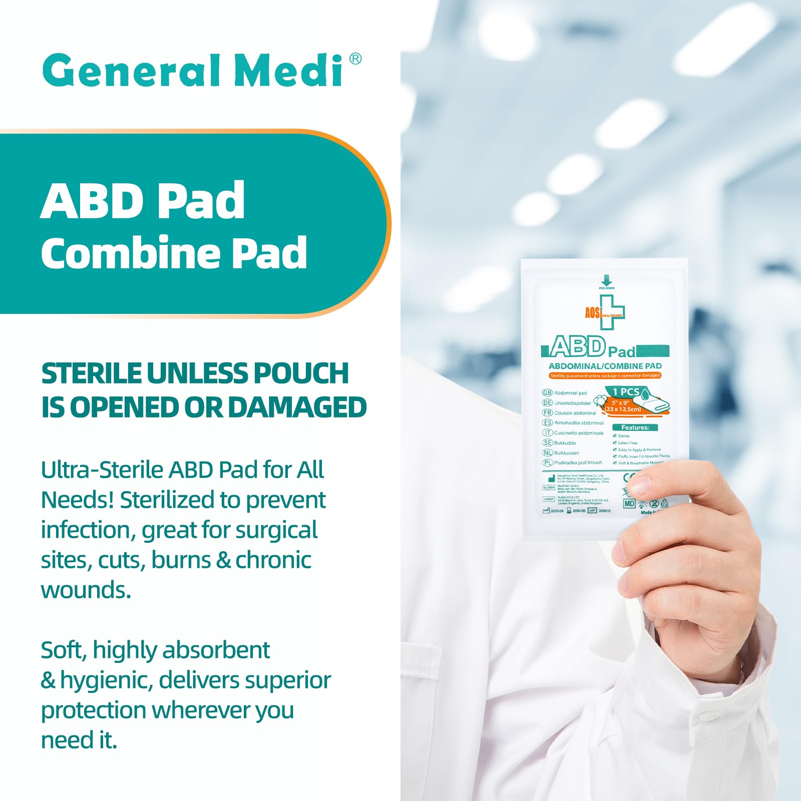 General Medi super absorbent pad helps manage exudate efficiently.