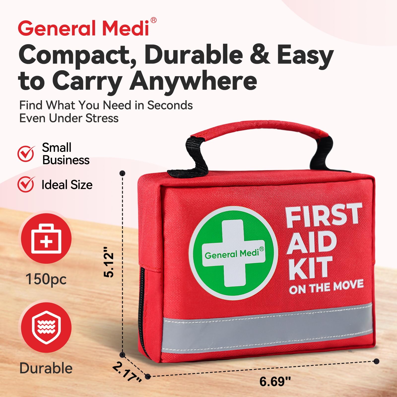 General Medi waterproof nylon outer protects contents during use