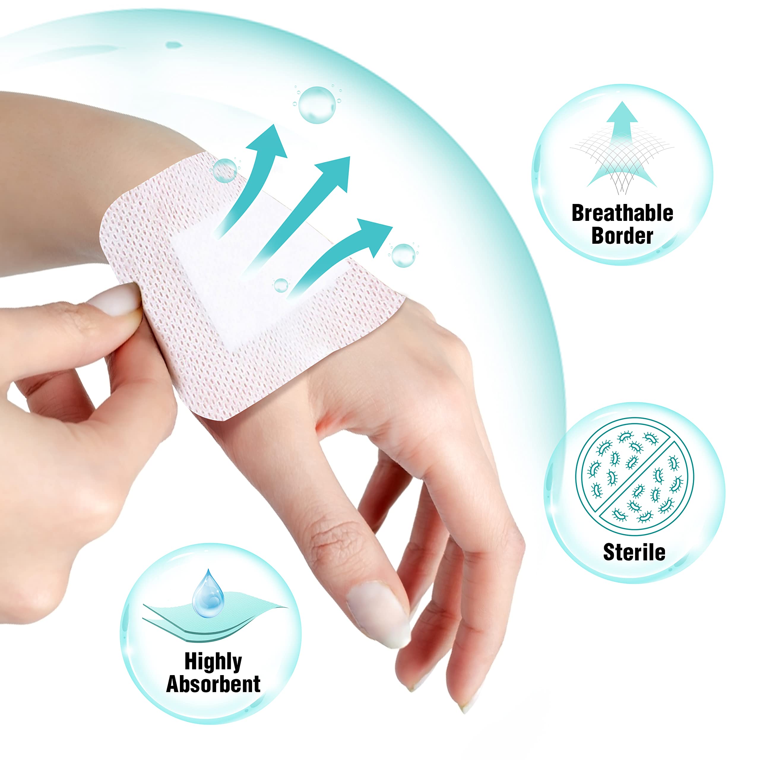 General Medi wound care dressing exudate absorption image highlighting highly absorbent center.