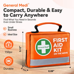 General Medi first aid kit organized compartments for quick emergency access