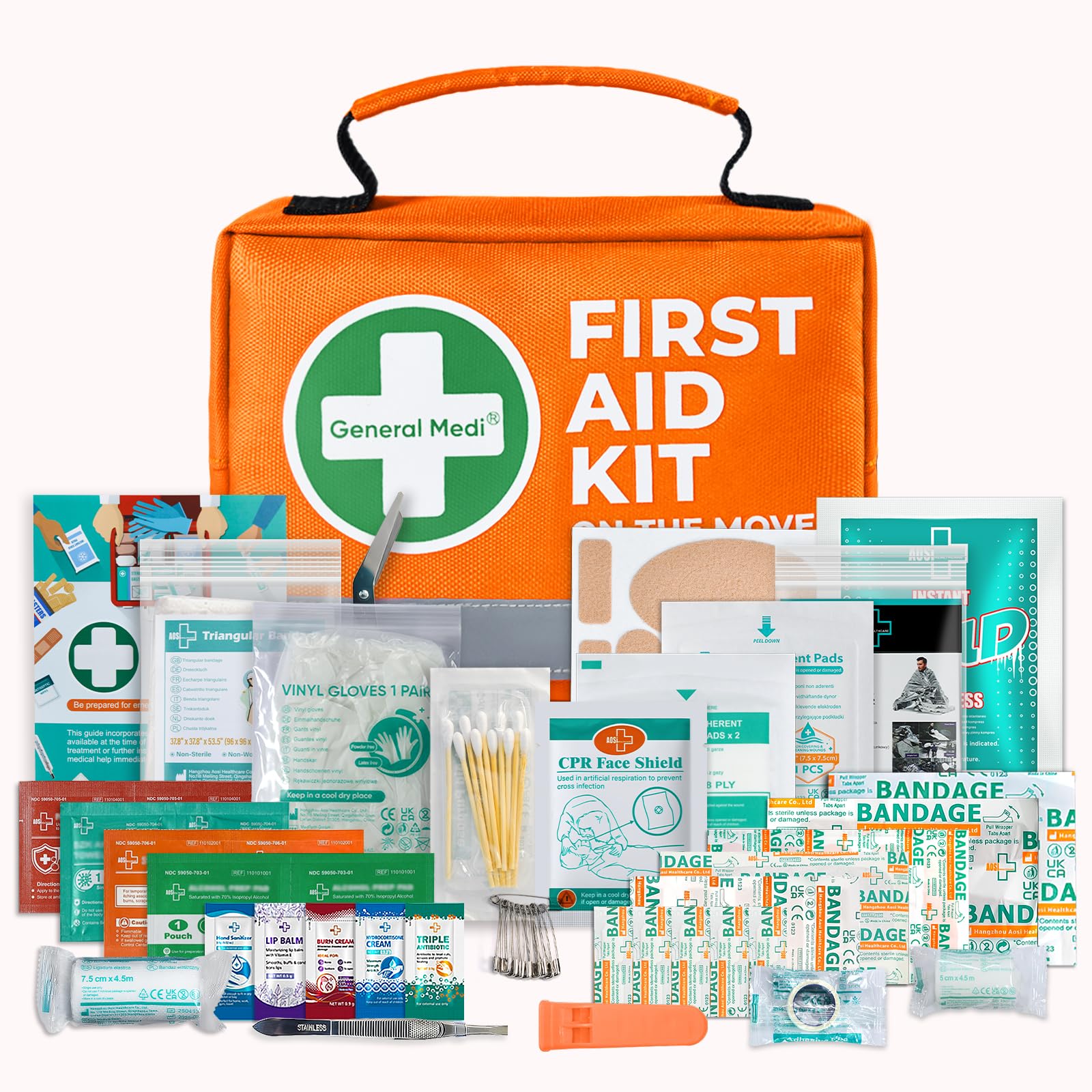 General Medi first aid kit ideal for travel in car, plane, or hiking