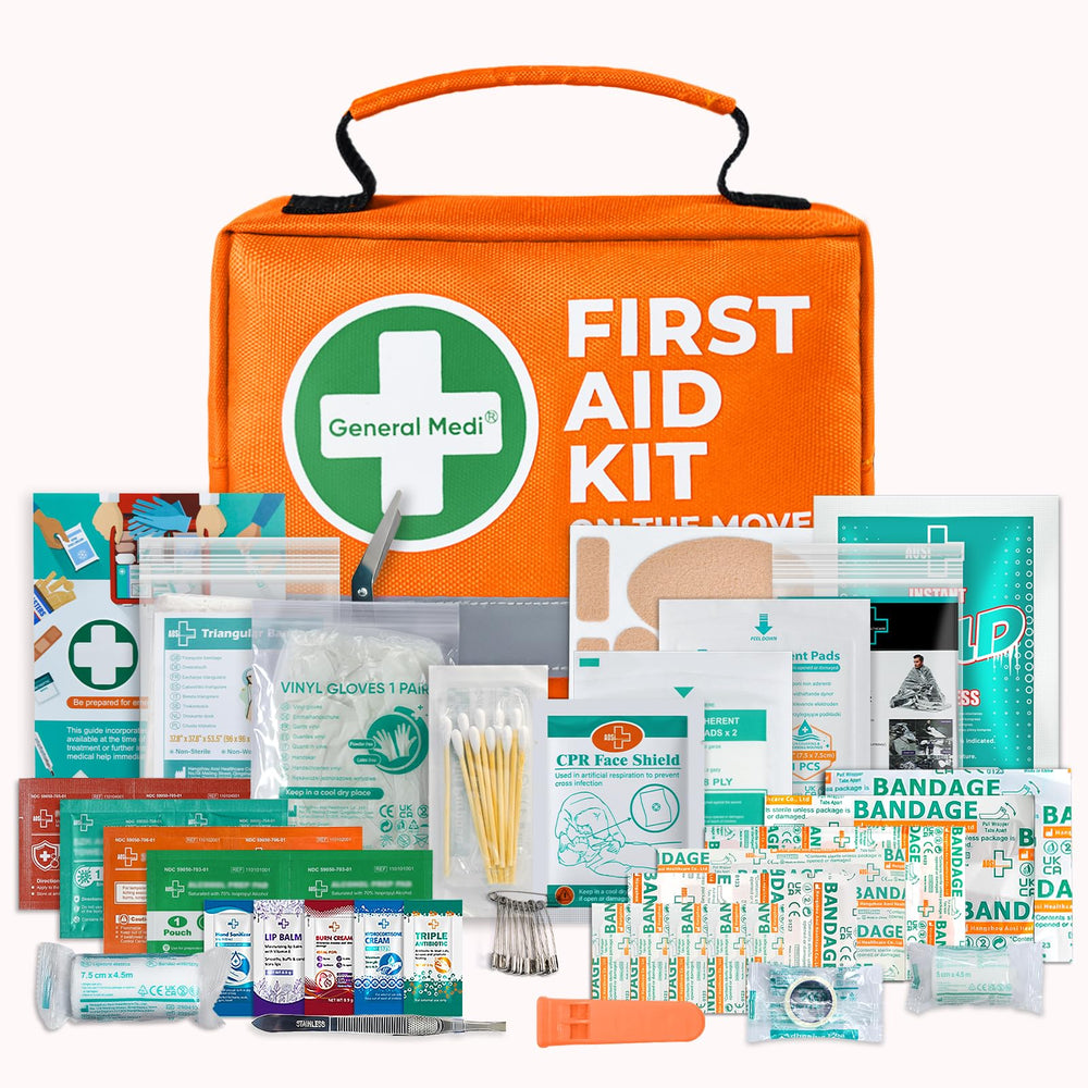 General Medi first aid kit ideal for travel in car, plane, or hiking