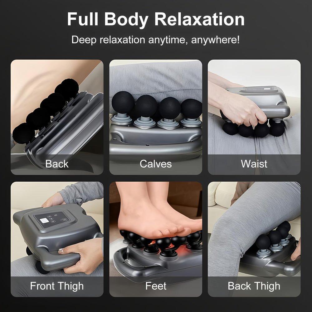 Generic 16-Drive 8-Head Massage Gun Set red light therapy feature demonstration.
