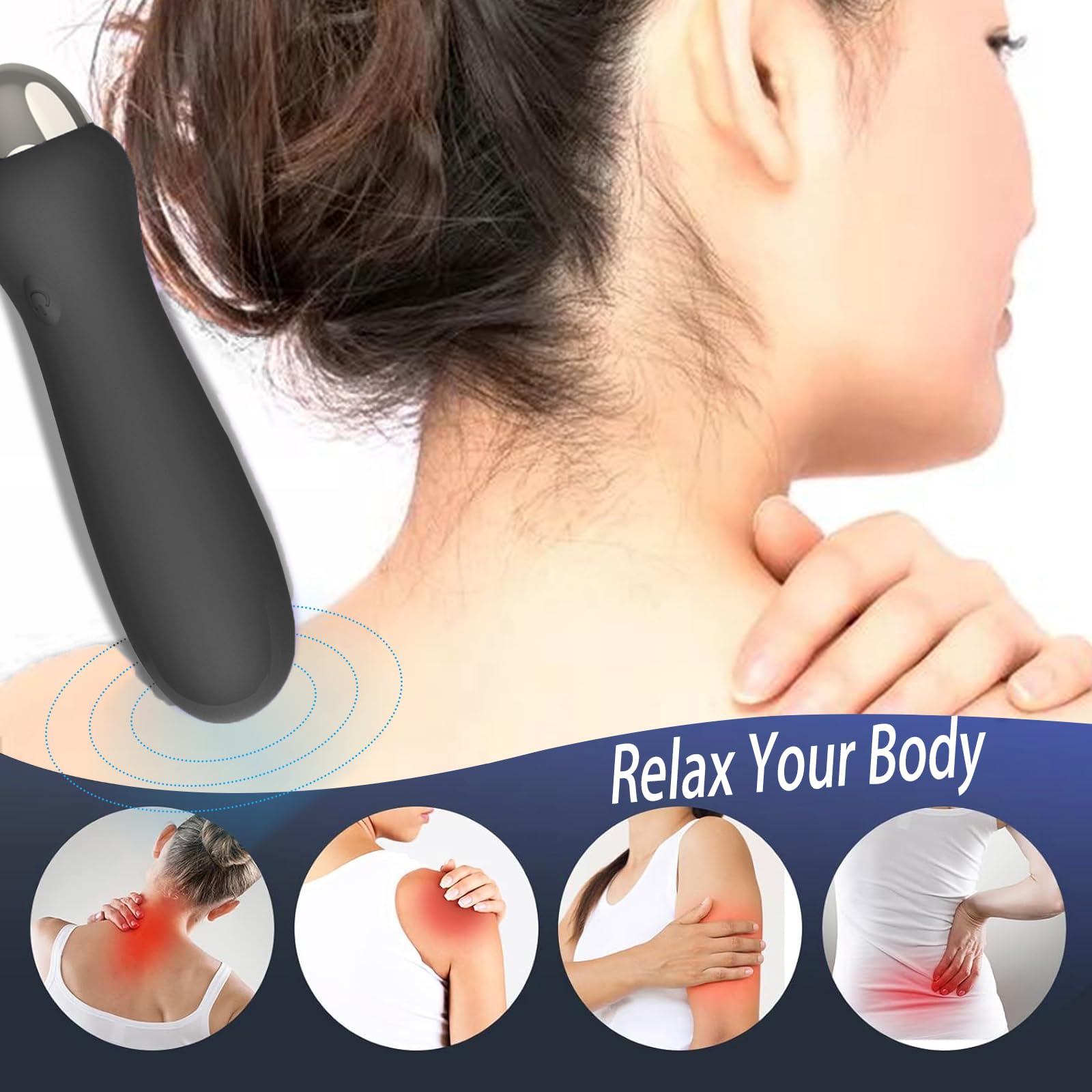 Generic 2025 electric handheld massager in use shows versatile relief for daily comfort.