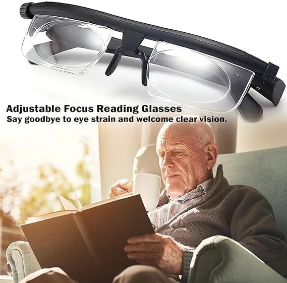 Generic adjustable glasses side-dial demonstrating easy focal adjustment