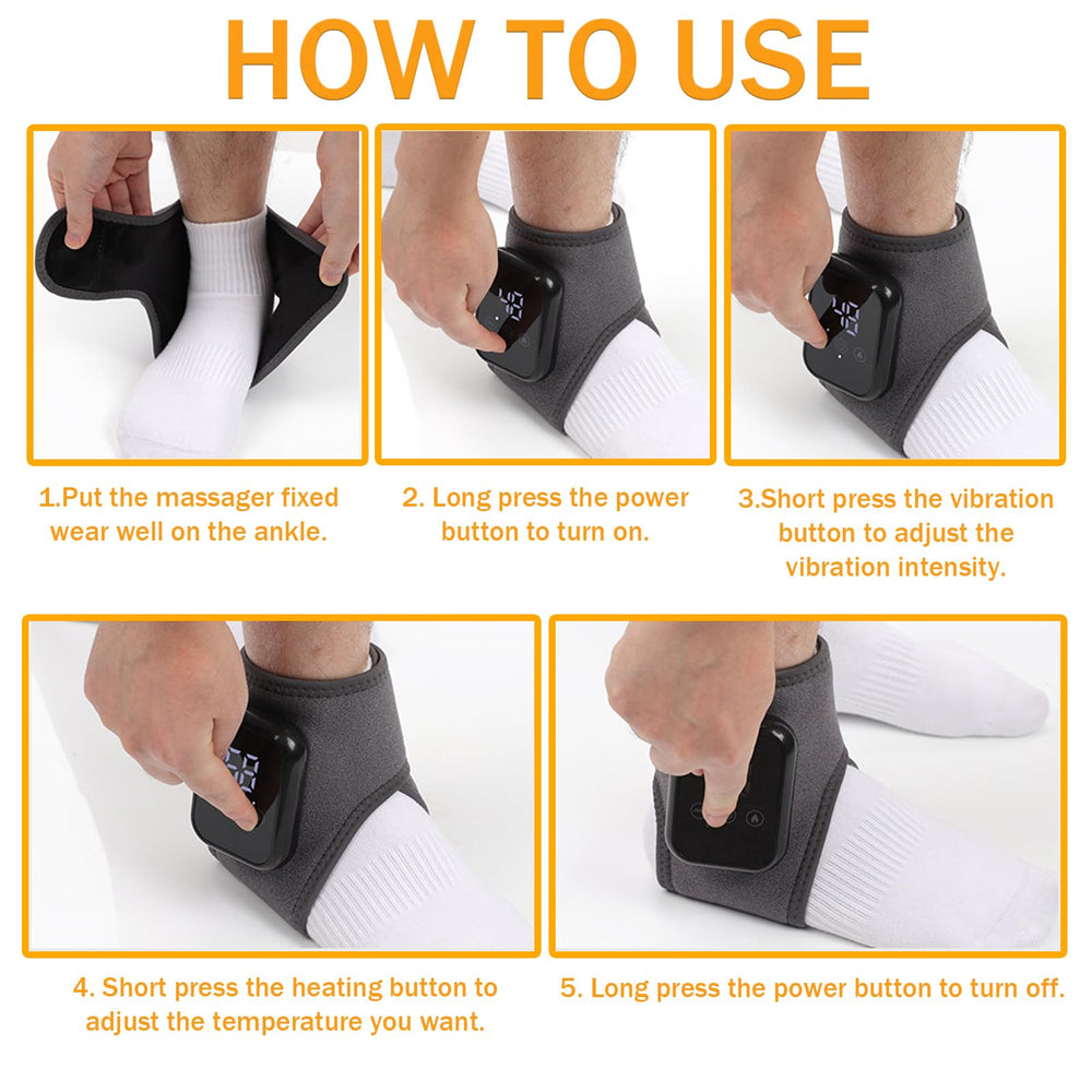 Generic ankle massager three vibration intensities for customizable relief.