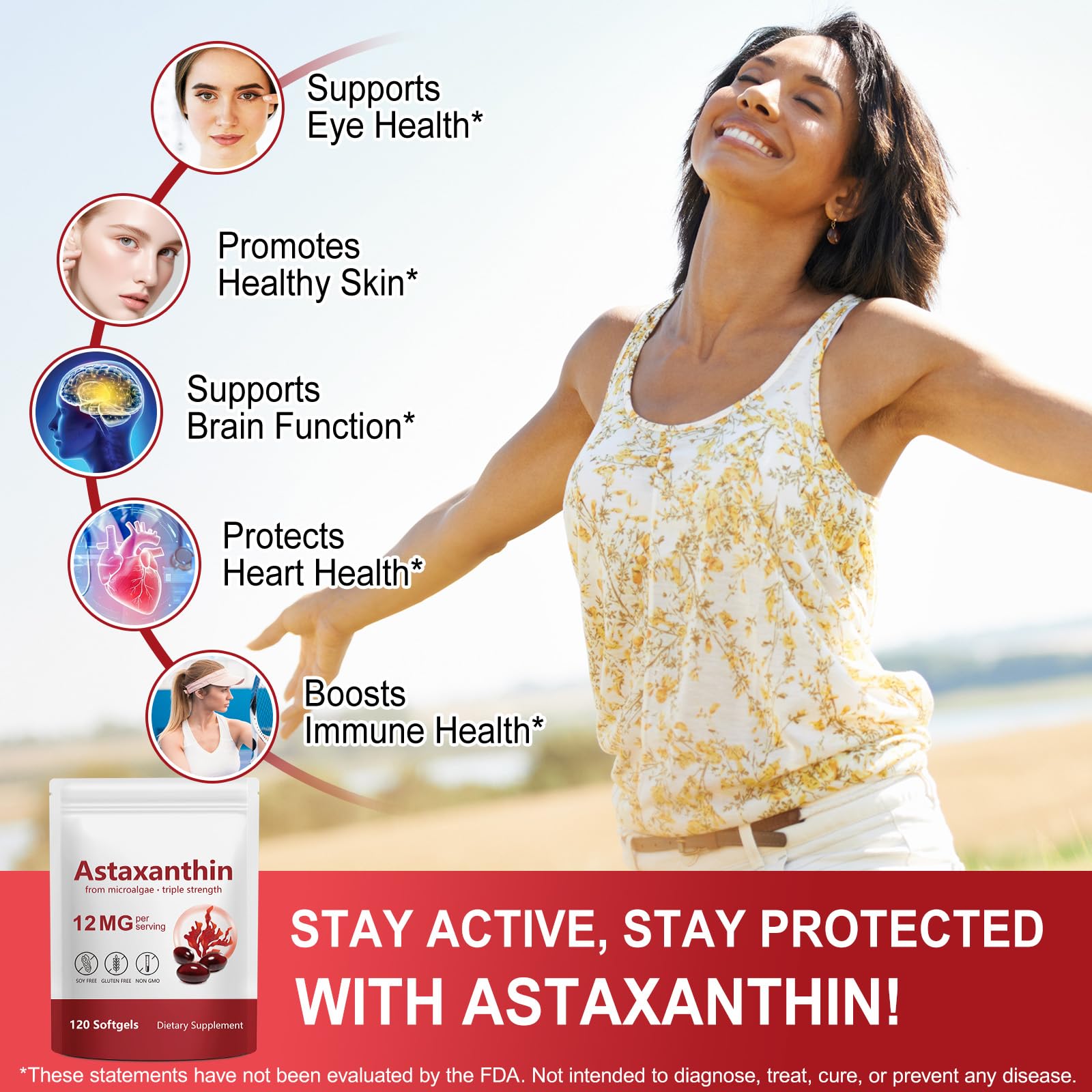 Daily use astaxanthin softgels for simple routines
