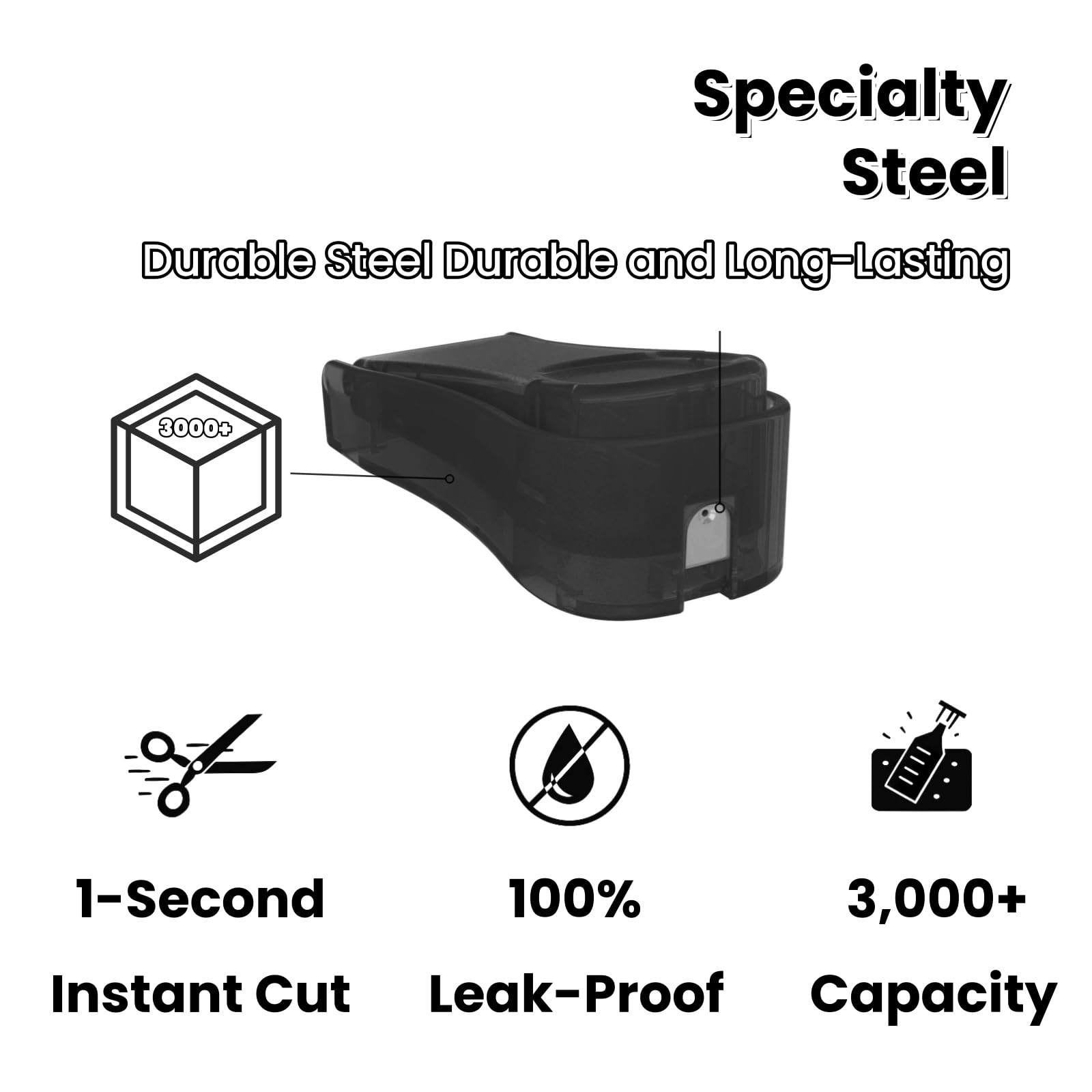 Generic Black Needle Tip Clipper storage window shows clip count to monitor capacity.