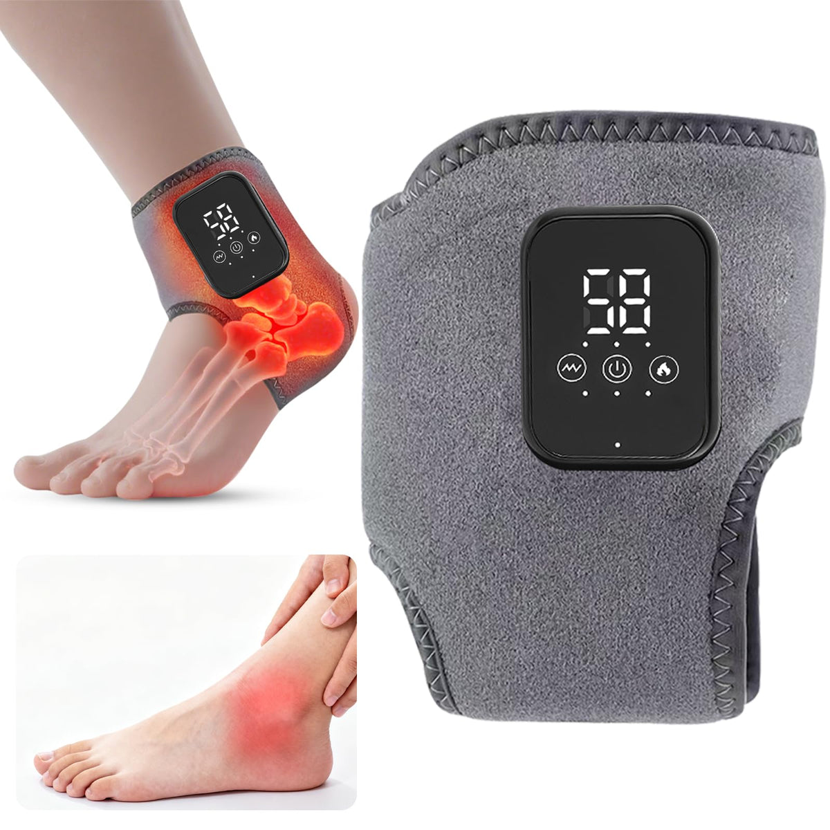Generic cordless ankle heating pad for targeted relief and recovery.