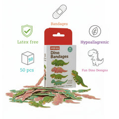Generic 50-count Dinosaur Bandages ideal for home, school, and travel.