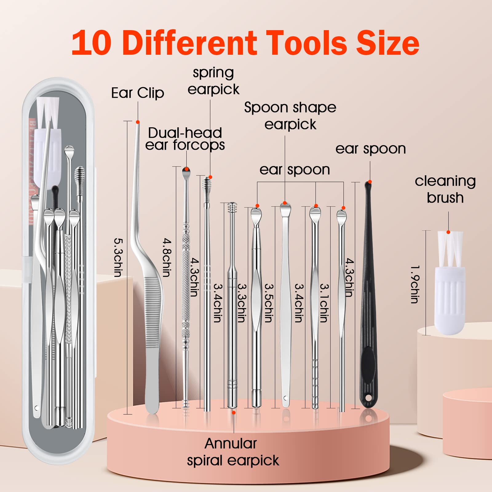 Portable travel case keeps the Generic Ear Pick kit ready on journeys.