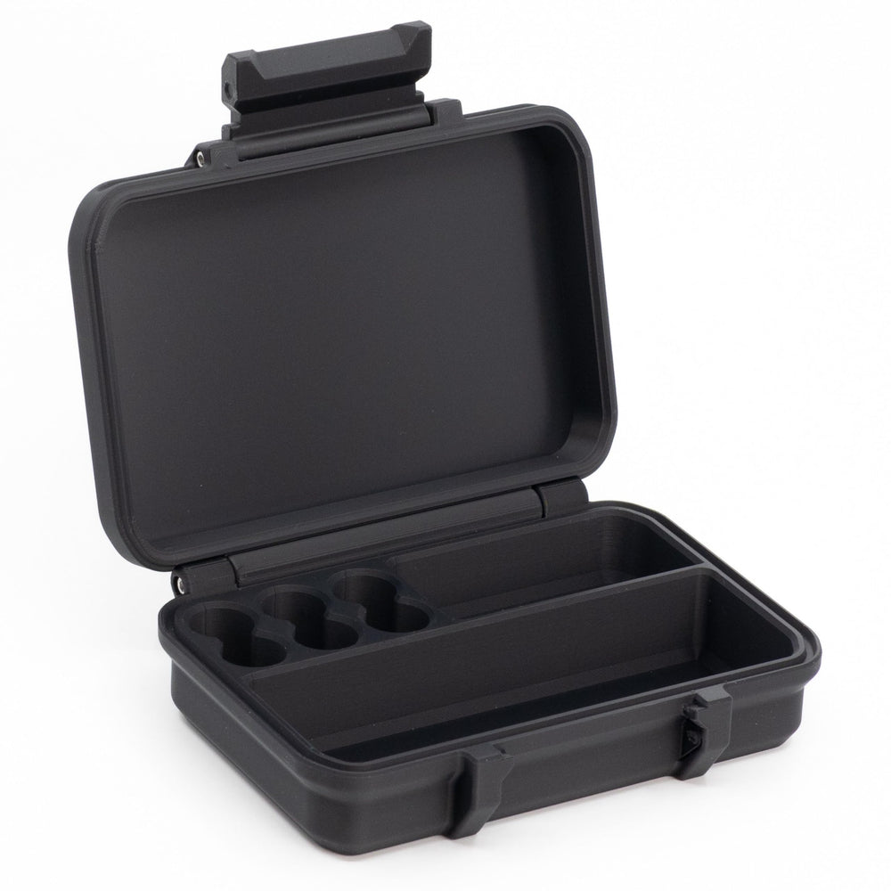 Generic fridge-safe injection kit shows vial and wipe storage ready for cold storage
