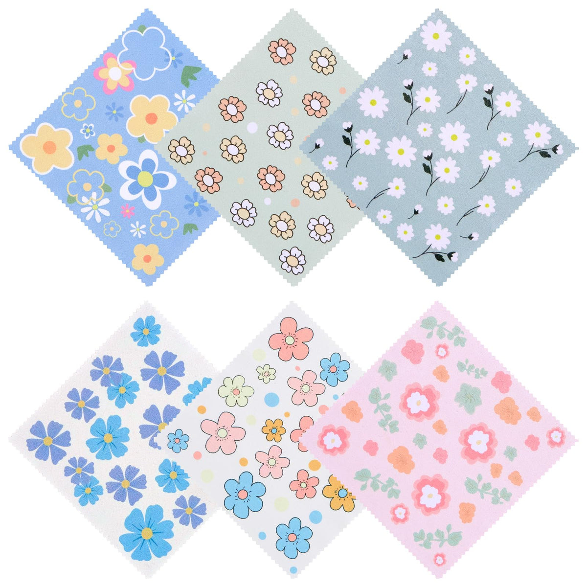 Generic glass cleaning cloth with floral pattern for eyeglasses and screens, lint-free and gentle