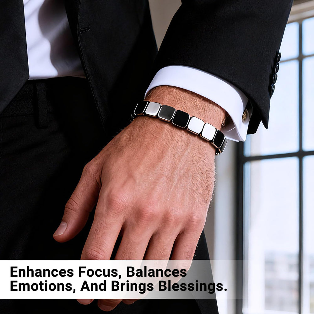 Generic Hematite bracelet for men with a modern masculine style for professional outfits.