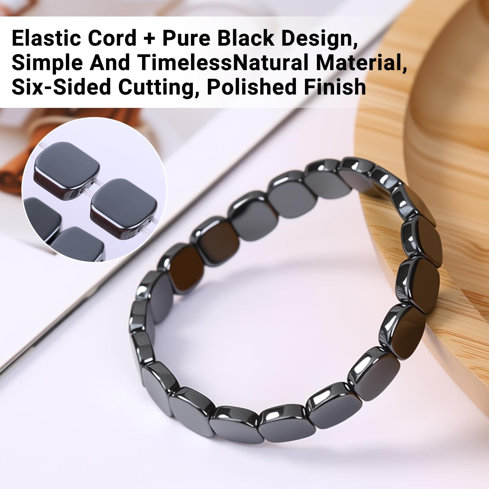 Generic Hematite bracelet for presentations and dates, versatile for important moments.