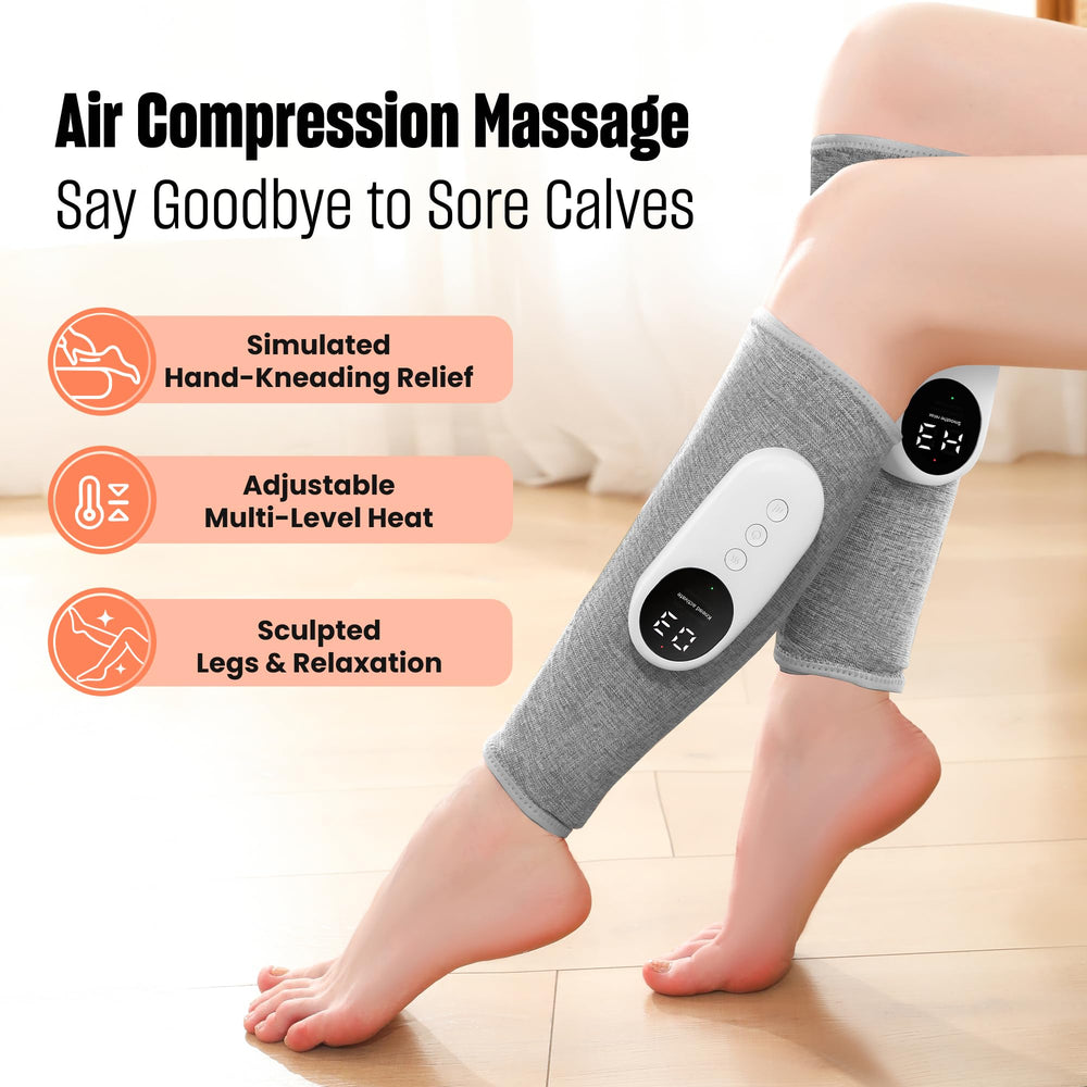 Generic massager wrapped around foot and calf for fatigue relief.