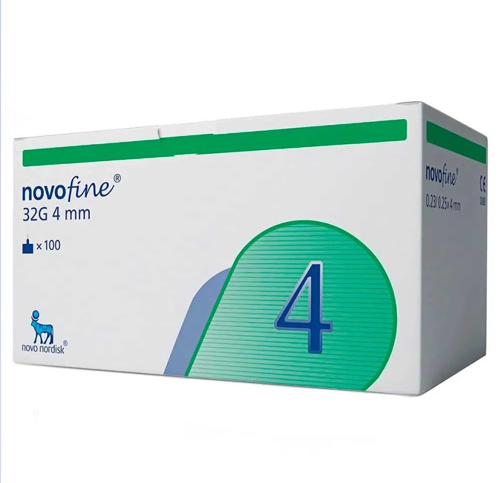 Generic Novofine 32G 4mm needle tip closeup shows ultra-thin, precise design for reliable insertion