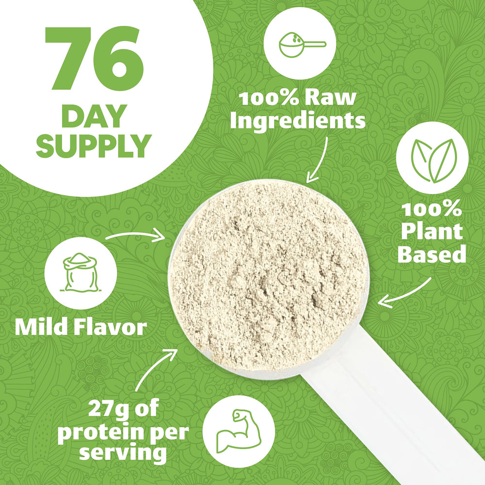 Generic pea protein isolate packaging on a clean kitchen counter