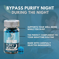 Generic Purify Night bottle label highlighting evening use.