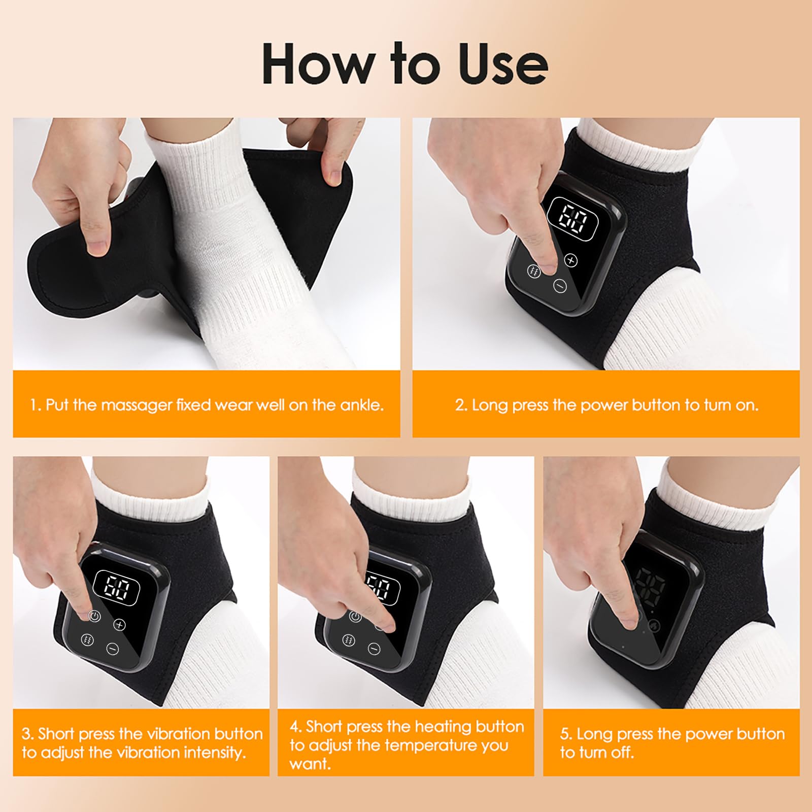 Generic triple method foot massager in action showing heat feature
