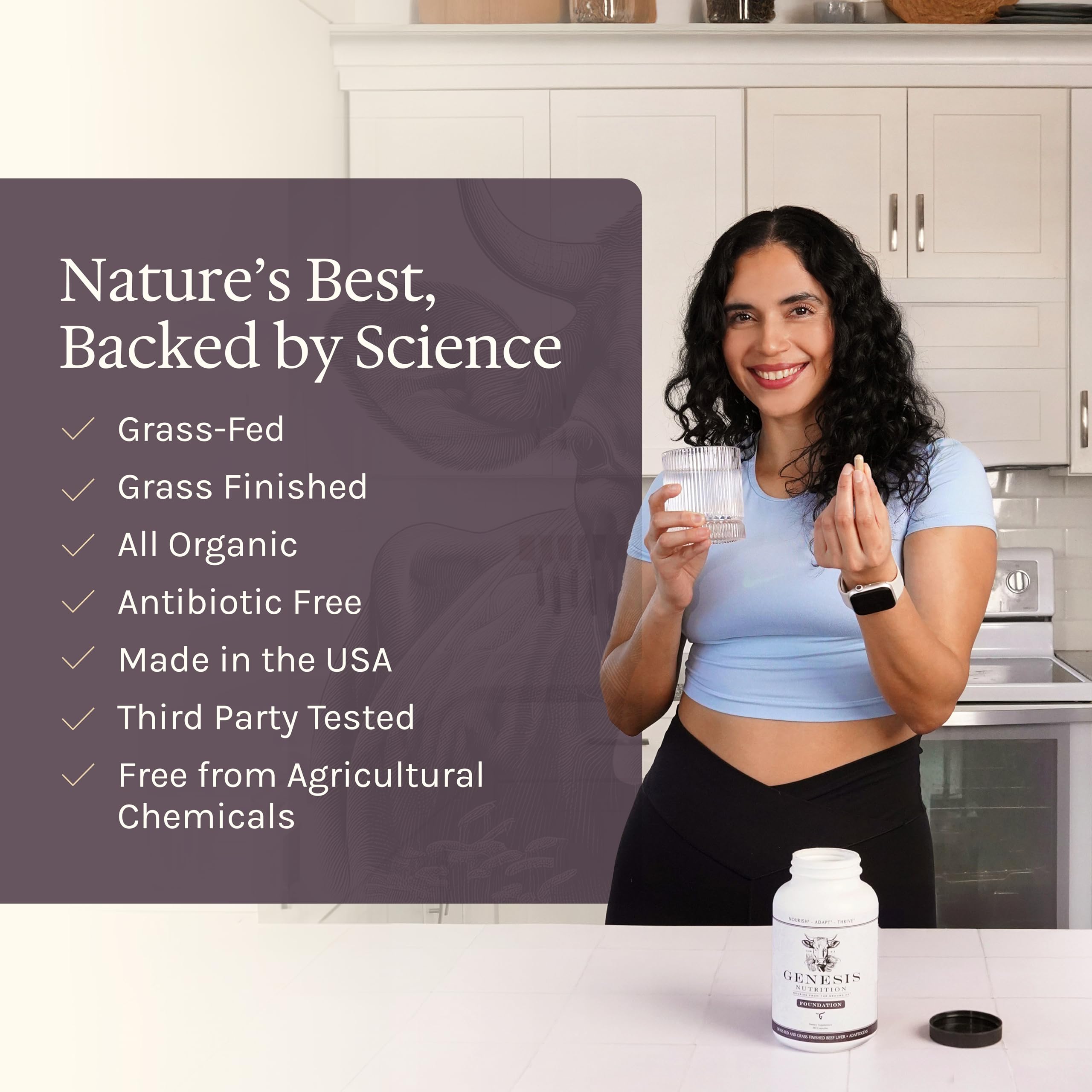Genesis Nutrition beef liver with Reishi and Cordyceps adaptogens