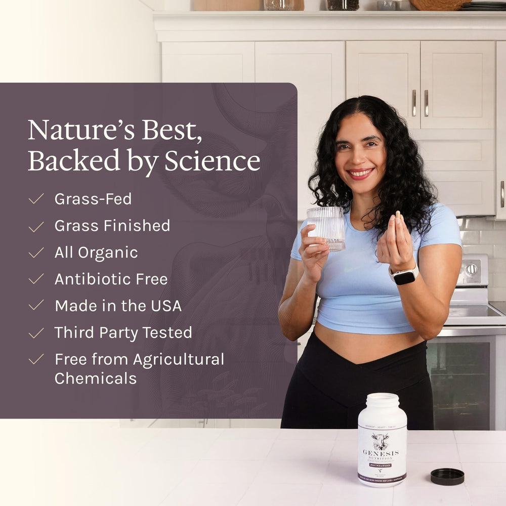 Genesis Nutrition beef liver with Reishi and Cordyceps adaptogens