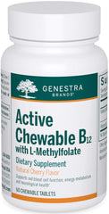 Genestra Brands Active B12 with L-Methylfolate bottle close-up may support energy and daily vitality.