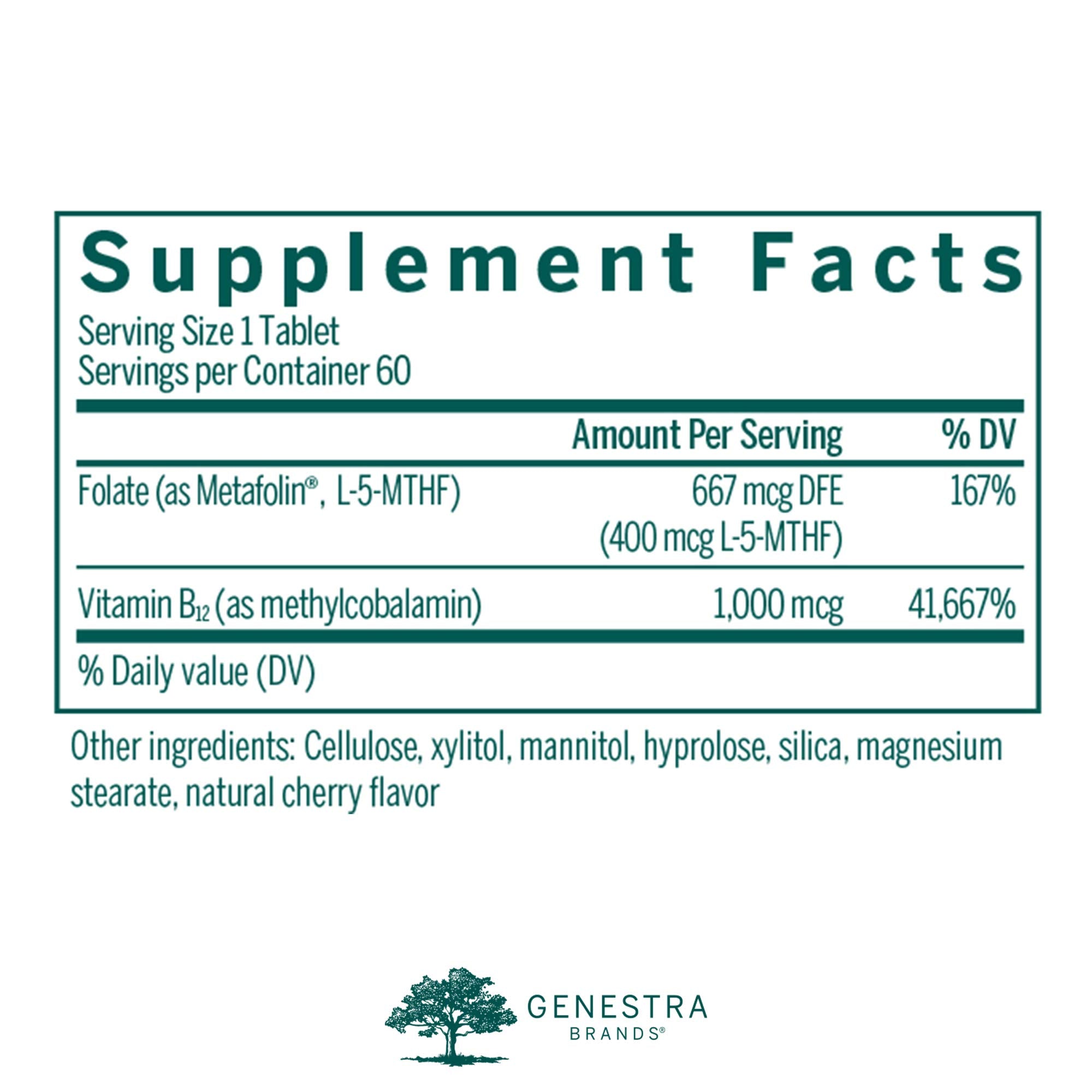 Genestra Brands Active B12 chewables close-up emphasizes convenient daily use and cherry flavor.