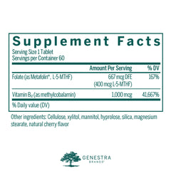 Genestra Brands Active B12 chewables close-up emphasizes convenient daily use and cherry flavor.