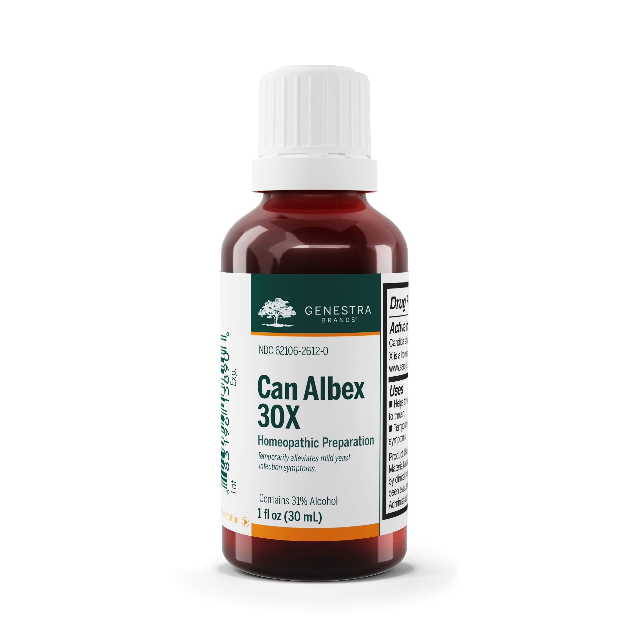 Genestra Can Albex 30X liquid bottle, for at-home candidiasis support