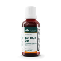 Genestra Can Albex 30X liquid bottle, for at-home candidiasis support