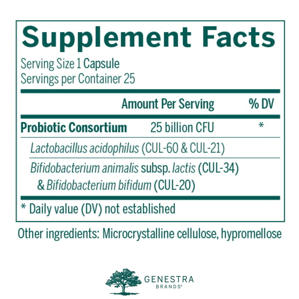 Genestra HMF Intensive capsules close-up for easy daily probiotic use.
