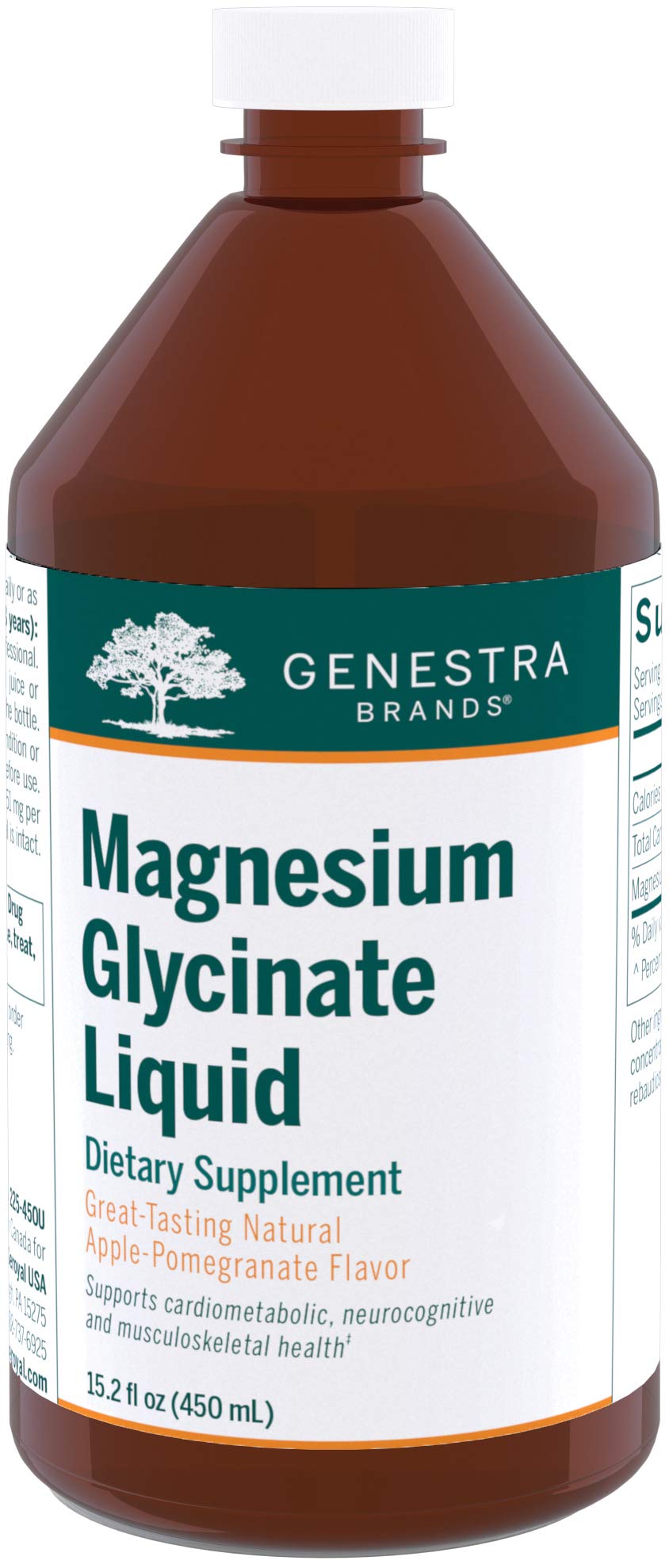 Genestra Magnesium Glycinate Liquid bottle for daily muscle support and metabolism.