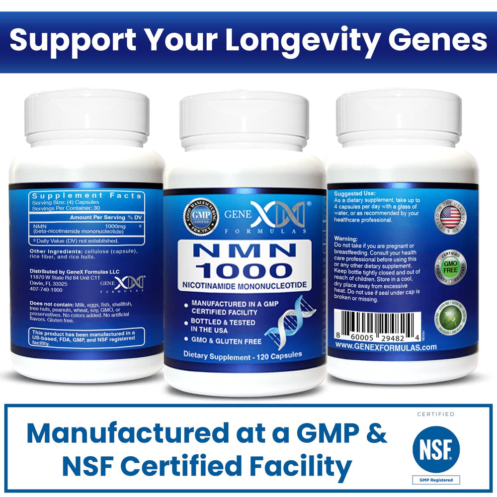Genex NMN 1000mg packaging and cap detail signaling premium quality.