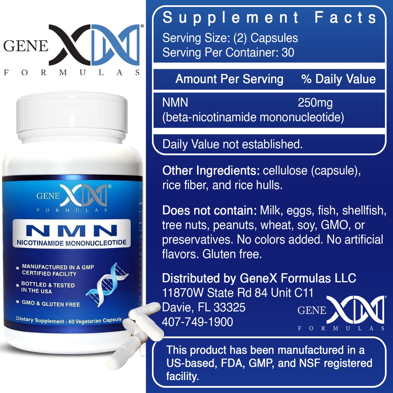 Genex Formulas NMN COA certificate showing batch transparency