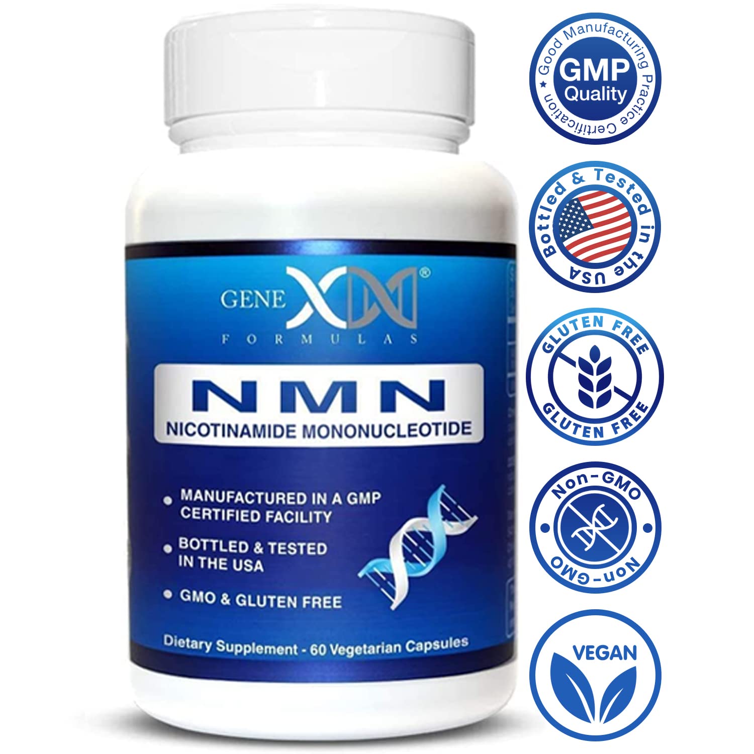 Genex Formulas NMN manufactured in a GMP and NSF facility in the USA