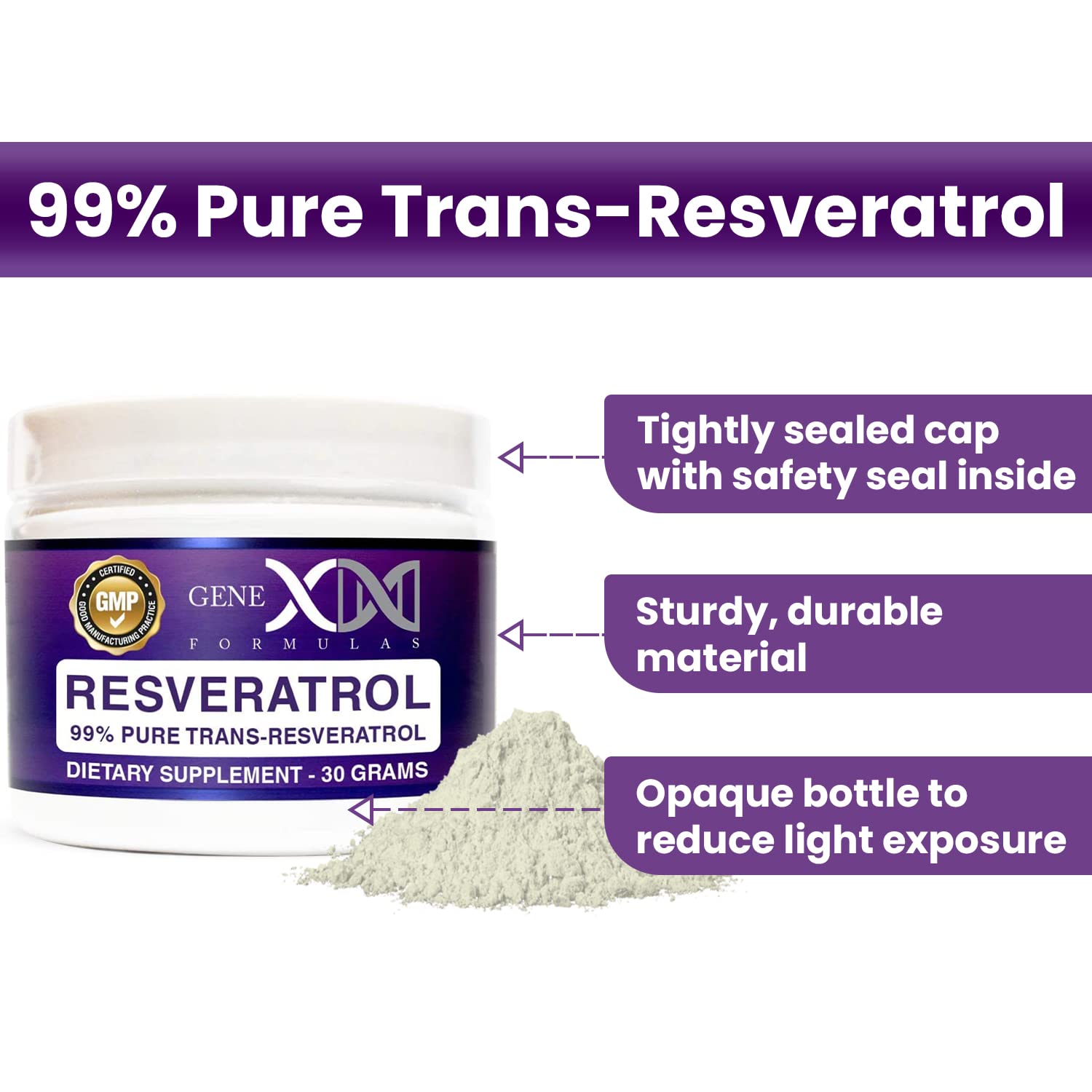 Genex Trans Resveratrol powder mixed into yogurt for easy intake