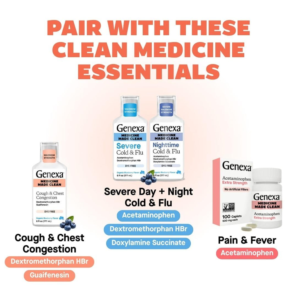 Genexa Flu Fix organic and non-GMO formula without artificial additives.