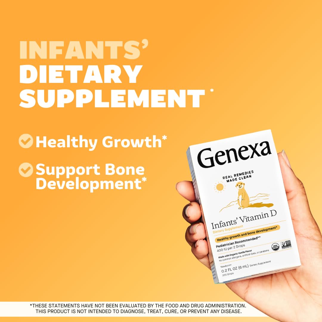 Genexa Infants Vitamin D Drops dropper delivering a precise dose for infants