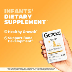 Genexa Infants Vitamin D Drops dropper delivering a precise dose for infants