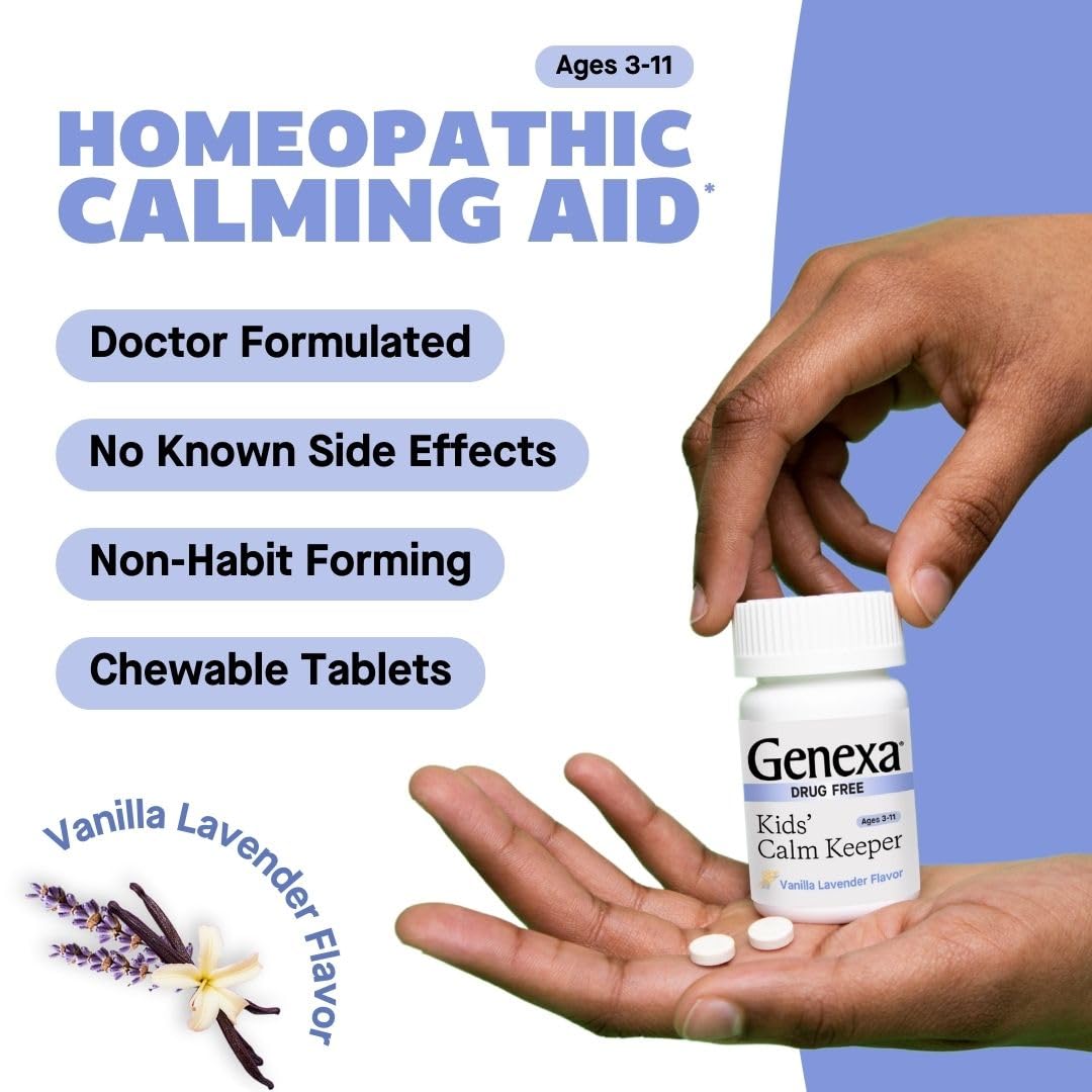 Genexa Kids Calm Keeper vanilla lavender flavor appeals to children.