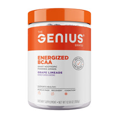 Genius BCAA Powder bottle with grape limeade flavor, ideal for post-workout recovery