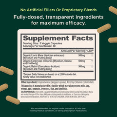 Genius Mushrooms label highlights Cordyceps for natural energy ideas.