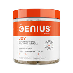 Genius Joy bottle front with capsules for daily mood balance