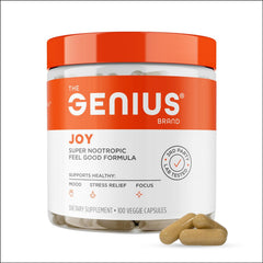 Close-up of Genius Joy capsules highlighting texture and form