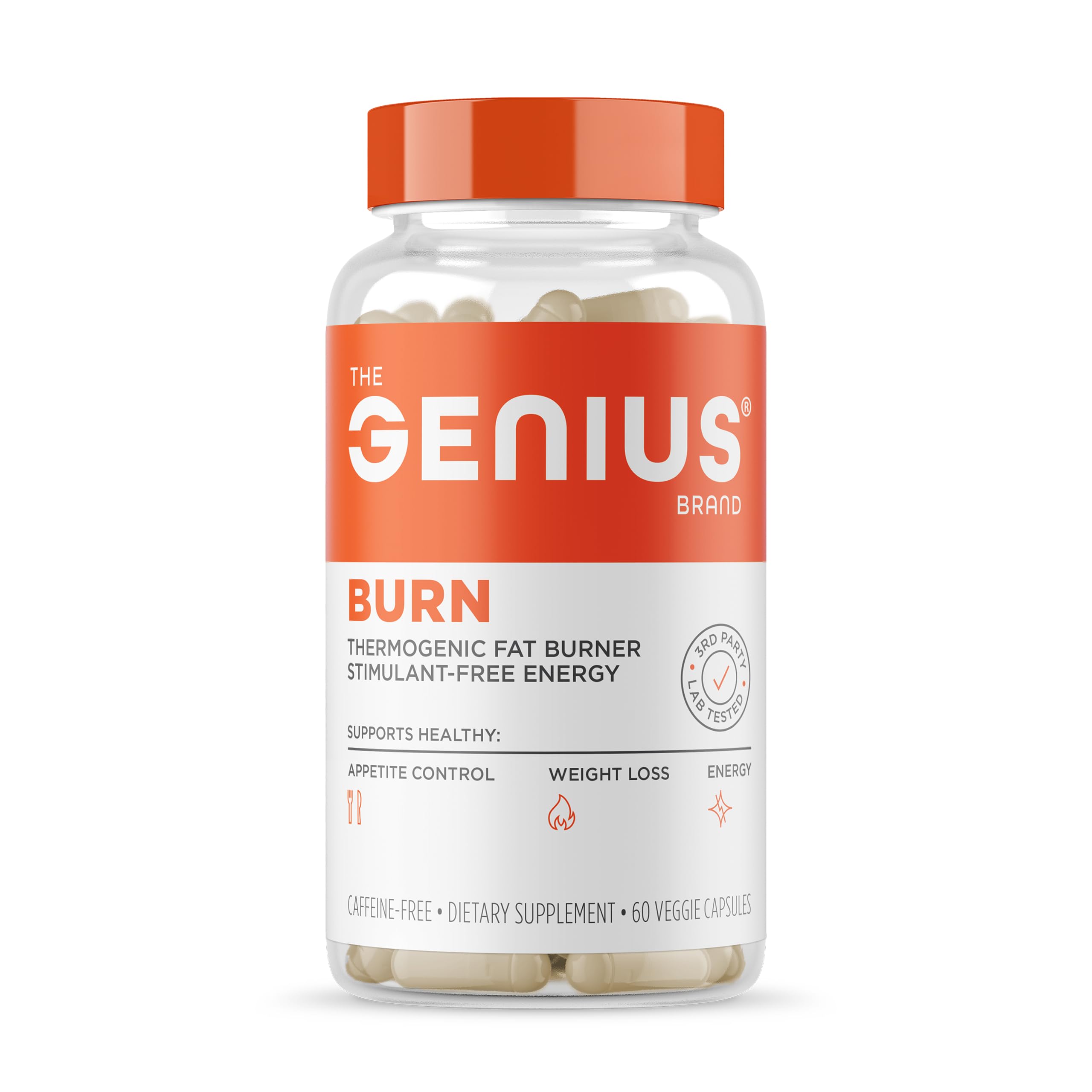 Genius Brand thermogenic fat burner bottle for daily metabolism support