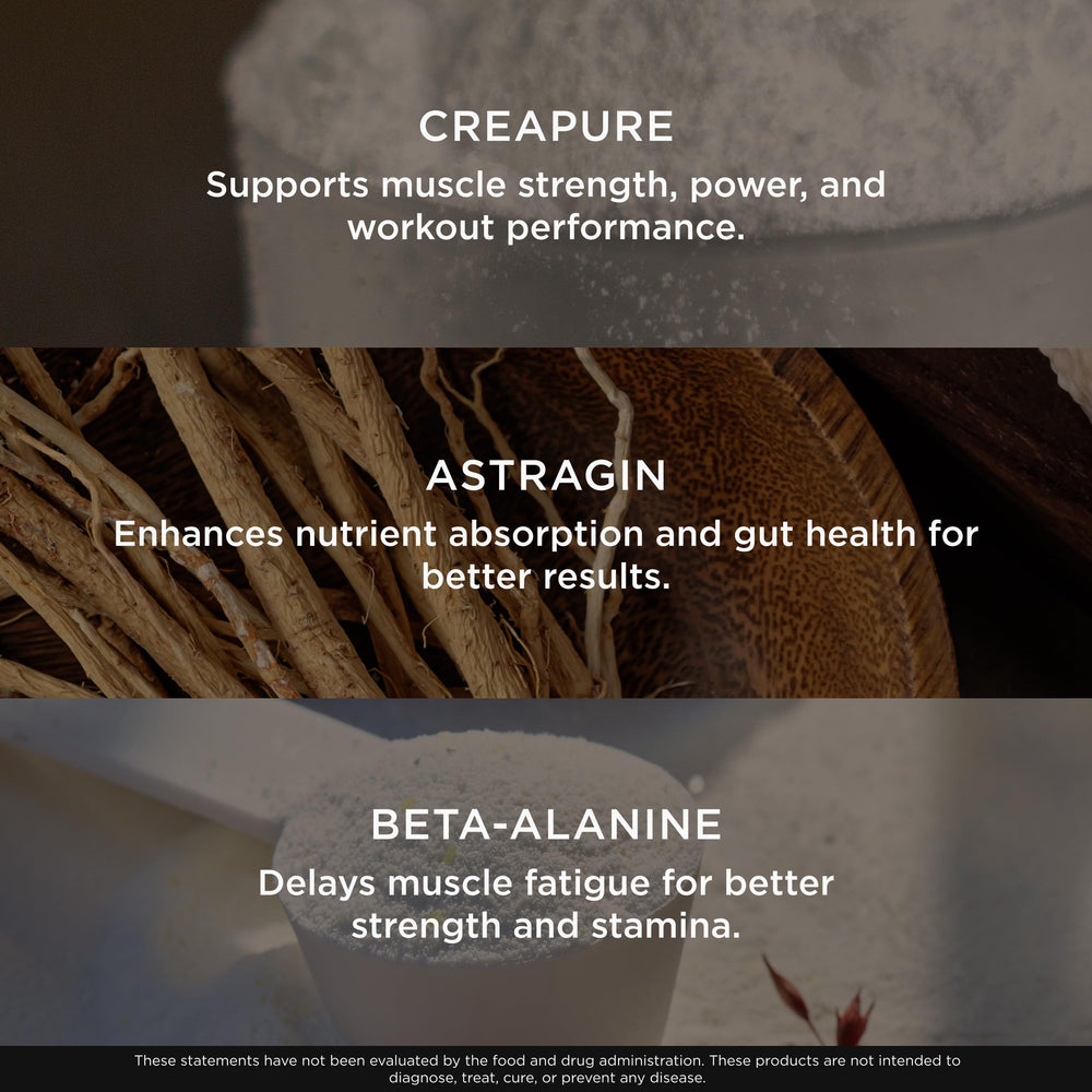 Etiqueta de ingredientes y porciones de Genius Creatine para consulta rápida