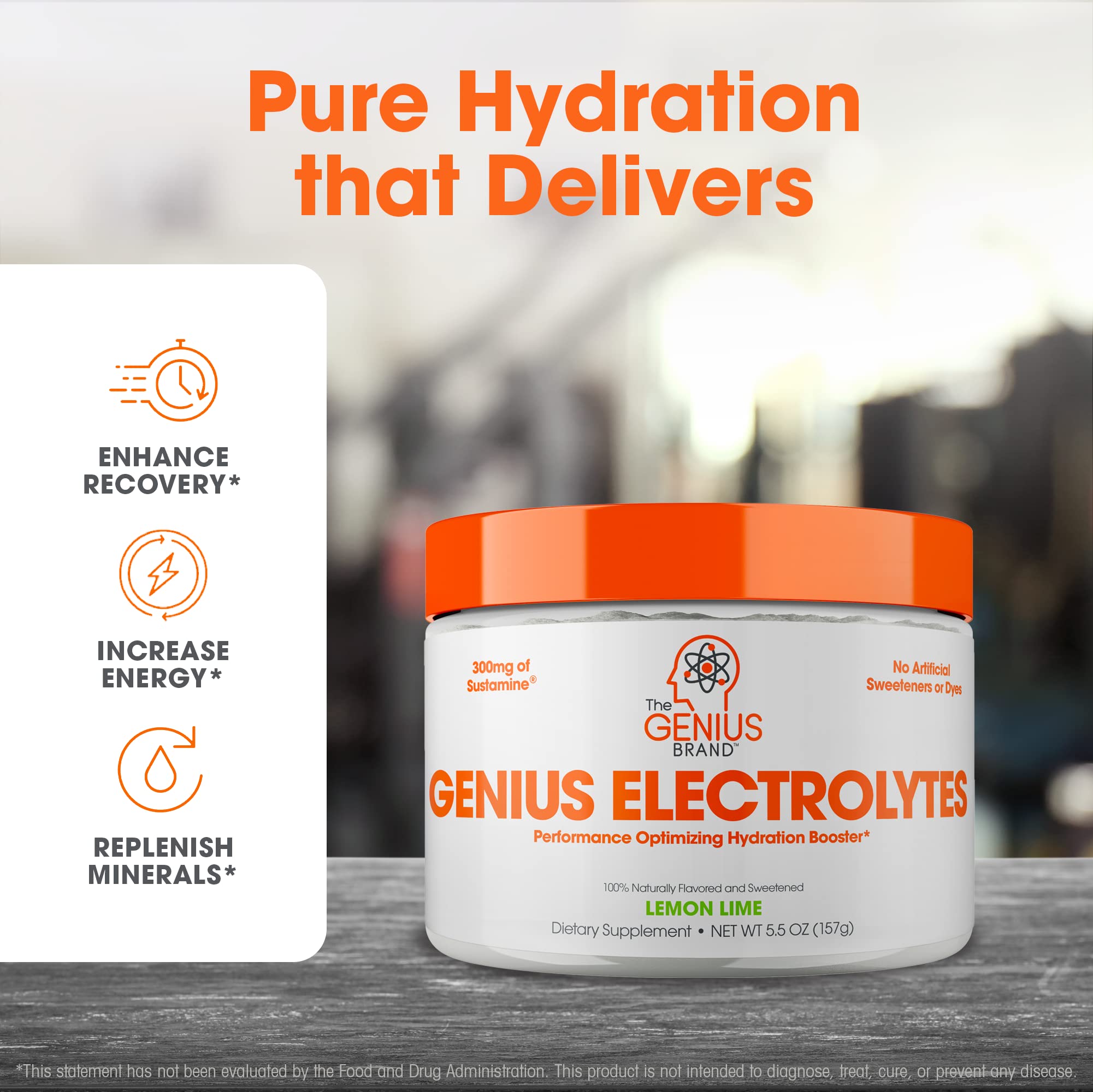 Genius Electrolytes lemon lime powder dispense demonstrates easy mixing for post-workout recovery